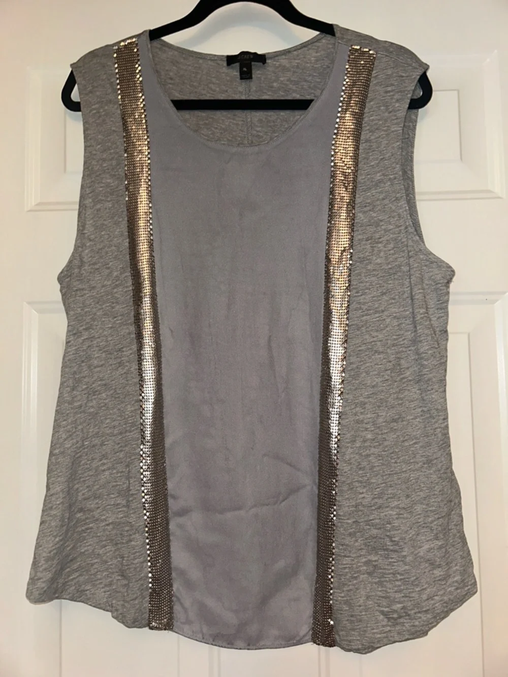 J. Crew Tank Top XL Gray Old Money Mixed Media Quiet Luxury Vintage Glam Career